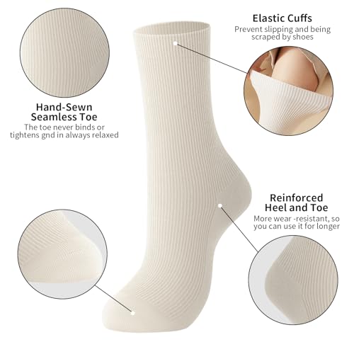Image of J-BOX 10 pairs Crew Socks for Women Knit Ribbed Cotton Socks Running Athletic