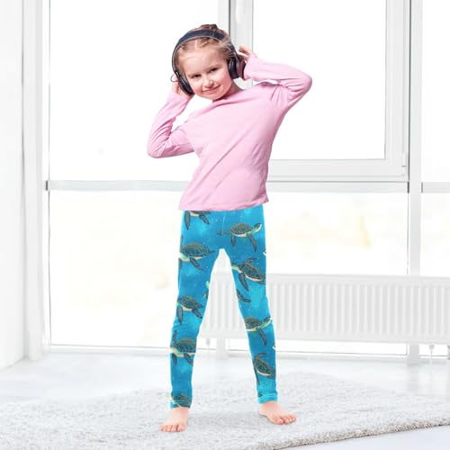 Sea Turtles Girls' Leggings Toddler Doodles Galaxy Kids Yoga Pants Dance Active Tights 4T4