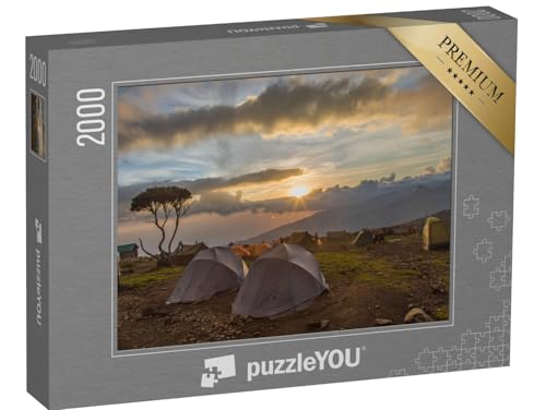 puzzleYOU: Puzzle 2000 Teile „Zelt nach Regen auf dem Kilimanjaro“ – aus der Puzzle-Kollektion Seven Summits