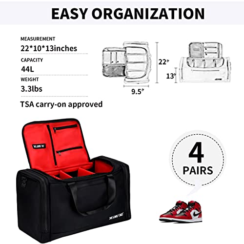 Sneaker Bag for Travel, Premium Multi-functional Duffel Bag, Gym Training Bag With 3 Adjustable Compartment Dividers, Waterproof Outdoor Sports Bag Red3