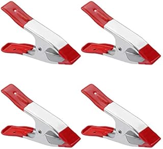 4 Pieces Metal Spring Clamps Heavy Duty, Large Market Stall Clips with Rubber Coated Tipped Grip for Camping Tarpaulin Woodworking Crafts, Silver, 6 Inch