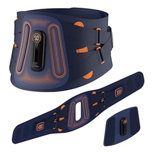 Back Heating Pad with Massager for Back Pain Relief, Detachable Vibrating Massager Waist Lumbar Belt, Wide Range of Fit for 30-53 Waist