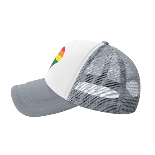 LGBT Rainbow and Transgender Pride Flag Heart Trucker Hat Snapback Mesh Baseball Cap Unisex3