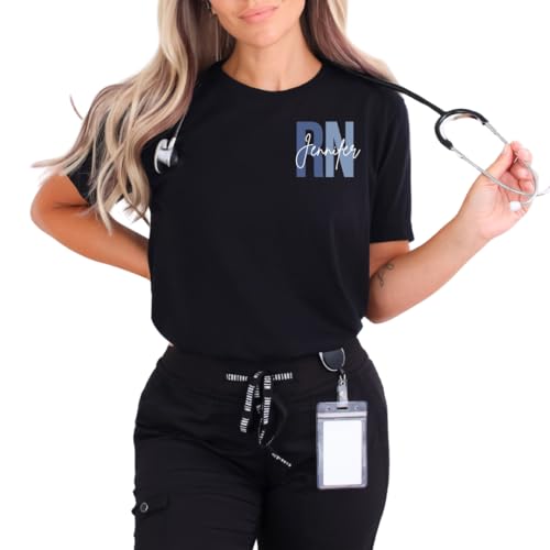 Personalized RN Nurse Shirts for Women, Registered Nurse T Shirt, Custom Nursing Shirt Graphic Tees Multicolor4