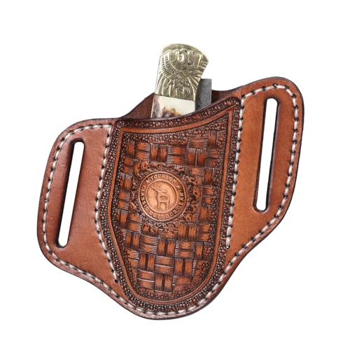 TOURBON Leder-Taschenmesser, Etui, Klappmesser, Holster, EDC-Werkzeug, Taschenmesser, Gürteltasche, handgefertigtes Geschenk