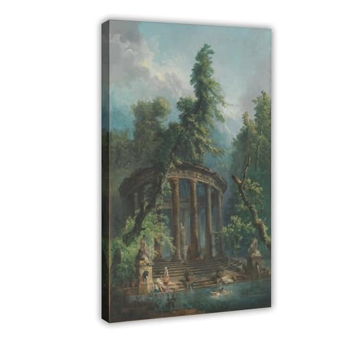Poster Hubert Robert piscine de bain toile 41x61 cm