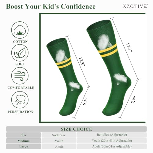 Image of XZQTIVE Baseball Softball Socks and Belt Combo Set Adjustable Softball Socks and Elastic Belt for Kids Youth Adult