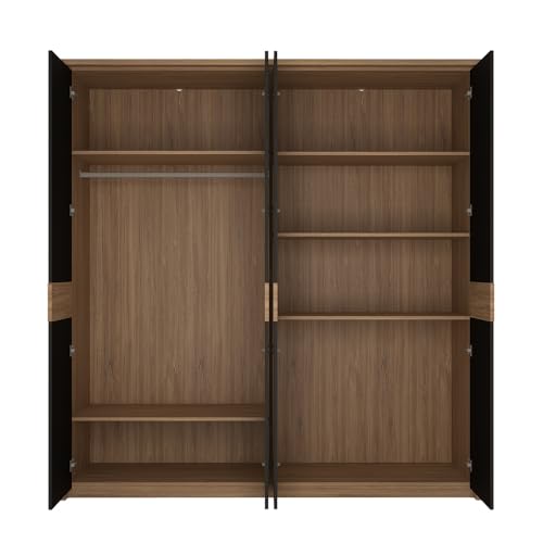 Lomadox Schlafzimmer Set 5-teilig mit Bett 160x200 in Eiche mit schwarz matt – Bild 3