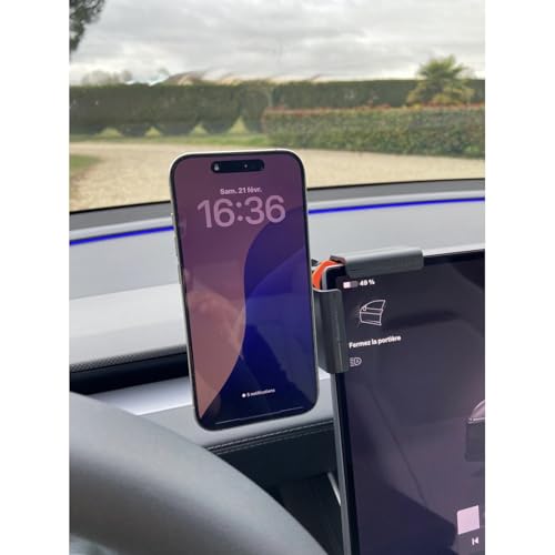 JAYM Telefonhalterung mit Tesla Model 3/Y/X/S – Universal-Halterung für iPhone, Samsung, Android, ohne Klebstoff, Fallschutz, MagSafe und Induktionsladung