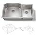 KOHLER K-5282-NA Strive 35-1/2" x 20-1/4" x 9-5/16" Undermount Double-Bowl Kitchen Sink with Basin Rack, X-Large/Medium, Stainless Steel