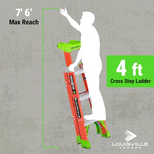 Image of Louisville Ladder 4-foot Fiberglass Cross Step Ladder, 300-Pound Load Capacity, Type IA, FXS1504