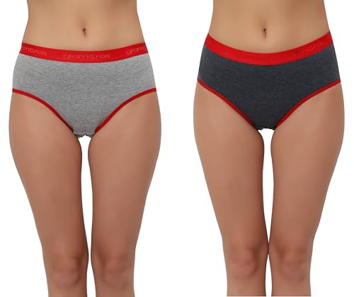 Image of GLAMORAS Women Cotton High Waist Full Coverage Broad Band Tummy Tucker Tummy Control Panty, Size L-3XL, Pack of 2 Panties