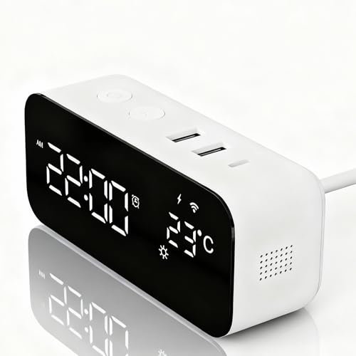 Jinvocloud Smart WiFi Alarm Clock with Timer, USB 2A+1C Fast Charging, App Remote Control, Digital...