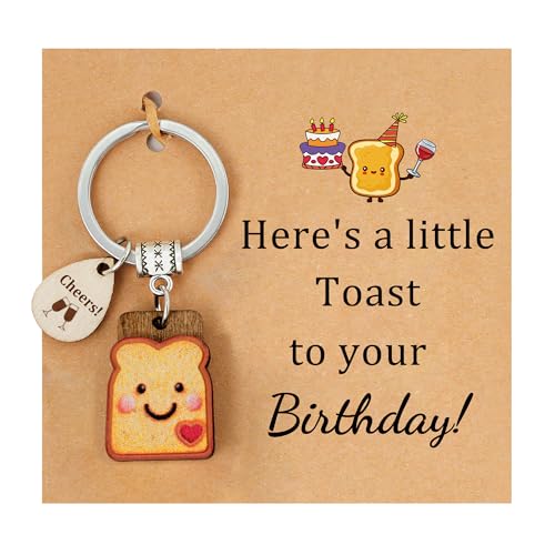 PEALICIOUS Cute Toast Keychain for Girls, Small Birthday Gifts for Her as New Beginnings Stuff,...