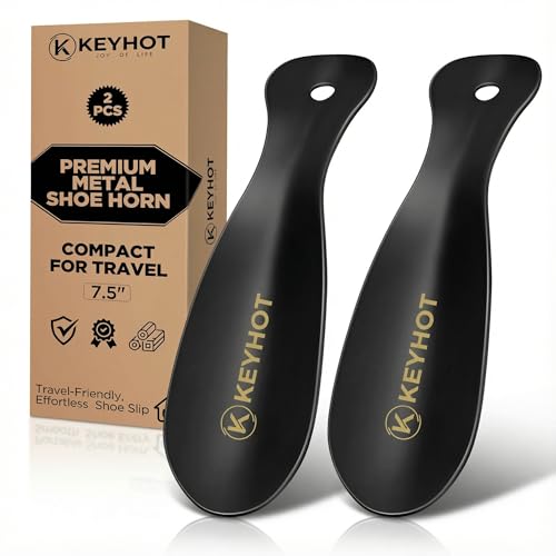 KEYHOT Metal Shoe Horn, Small Travel Shoehorn for Men Women Kids, Portable Shoe Spoon Helper 7.5"(2PCS) KEYHOT Metal Shoe Horn, Small Travel Shoehorn for Men Women Kids, Portable Shoe Spoon Helper 7.5"(2PCS)