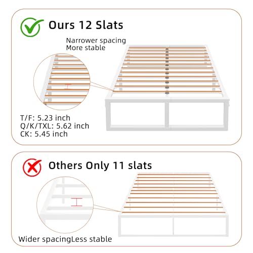 Image of 18 Inch Metal Full Size Bed Frame with Steel Support, Noise-Free