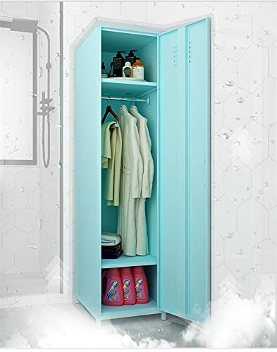 MAYROY Metal Storage Cabinet, 4-Tier Adjustable Shelves Storage Locker, Freestanding Wardrobe w/Closet Rods, Multipurpose Cupboard, 66.5 x 18 x 15 in (Mint)