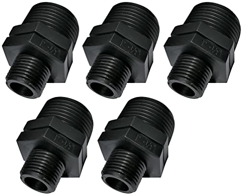 AERZETIX - C51975 - Lot de 5 Réductions à Visser mâle/mâle - Filetage 1 x1/2 - en Plastique - mamelons réduits à raccord fileté - PN 10 Bars