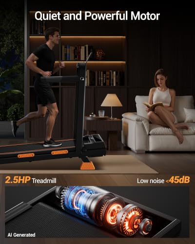 Image of 15% Auto Incline Walking Pad Treadmill with 12-Level, Under Desk Treadmill with Handles, Portable Treadmills for Home Small, 43″ High Armrests