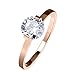 beyoutifulthings runder SOLITÄR-ZIRKONIA Clear Band-Ring Finger-Ring Chirurgenstahl 316L Verlobungs-Ring Partner-Ring Trau-Ring Roségold 60(19.1)