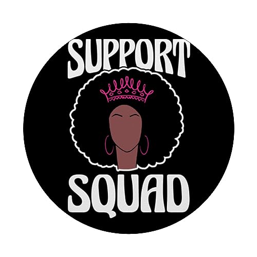 Support Squad Pink Ribbon Breast Cancer Survivor PopSockets Swappable PopGrip, Black - Image 3