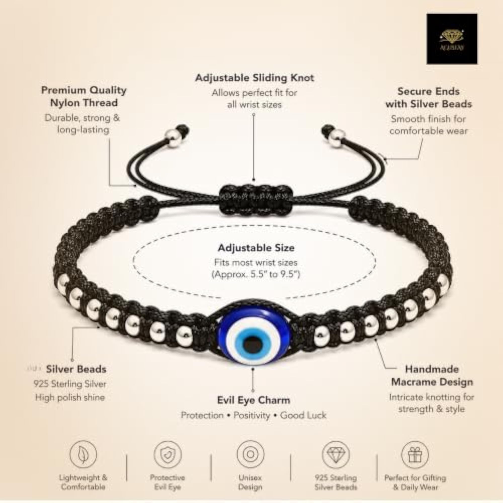925 Sterling Silver Baby Nazariya, Evil Eye Design