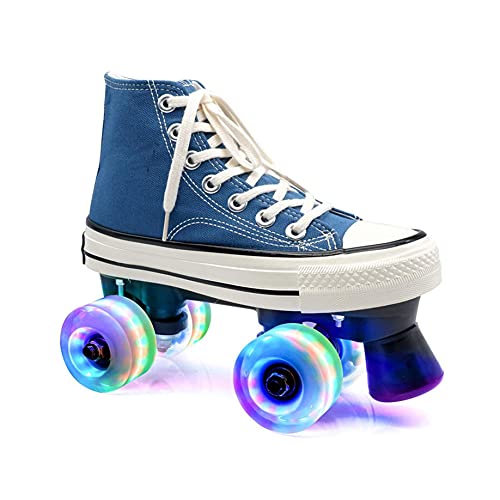 ZXSZX Rollschuhe Hellblau Für Frauen Männer, Disco-Roller Für Erwachsene Geeignet Für Straße Und Halle, LED Quad Skating Für Mädchen Und Jungen Im Innenbereich,Flash Wheel-42