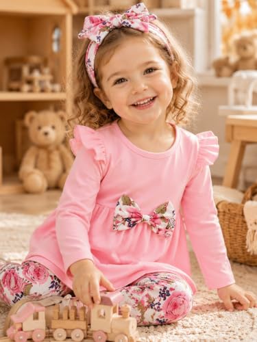 Image of Doresbebe Baby Girl Clothes Toddler Girl Outfits Infant Girl Summer Clothes for Girl Ruffle Shirt Pants+Cute Headband 3PCS