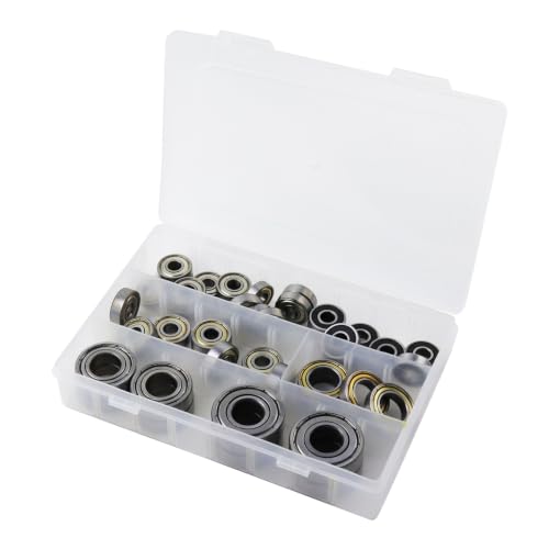 Image of Antrader 44Pcs Carbon Steel Ball Bearings 698Z608Z608RS628Z6903Z6003Z6203Z | Boxed Storage,Deep Groove Ball Micro Bearings, Various Models,Rubber Seal /Metal Shield