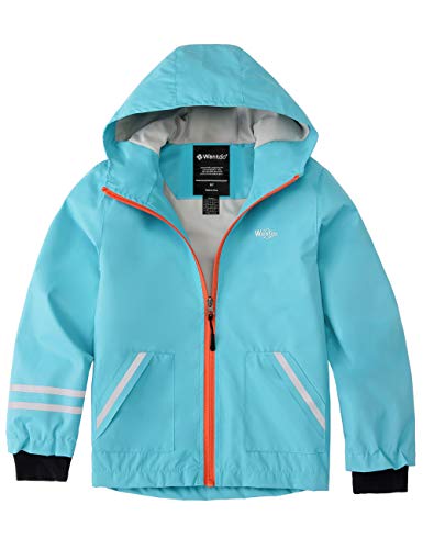 Wantdo Boys and Girls Waterproof Rain Jacket Fleece Lined Windbreaker Blue 10/12