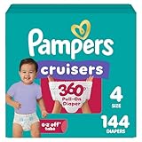 Pampers Diapers - Cruisers 360 - Size 4, 144 Count, Babyproof up to 100% Leakproof Pull-On Diaper