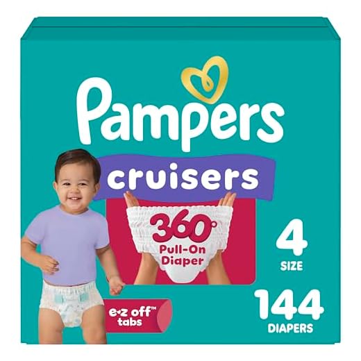 Diapers Size 4, 144 Count - Pampers Pull On Cruisers 360° Fit Disposable Baby Diapers with Stretchy Waistband, (Packaging & Prints May Vary)