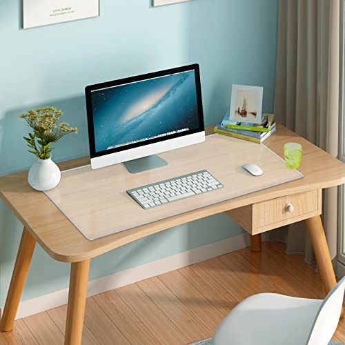 Schreibtischunterlage Transparent Strukturiert, 80x40 cm Runde Kanten Schreibtischunterlage Durchsichtig Rutschfest Strukturiert Schreibtisch Unterlagenmatte Abwischbar PVC Schreibunterlage für Büro Cover