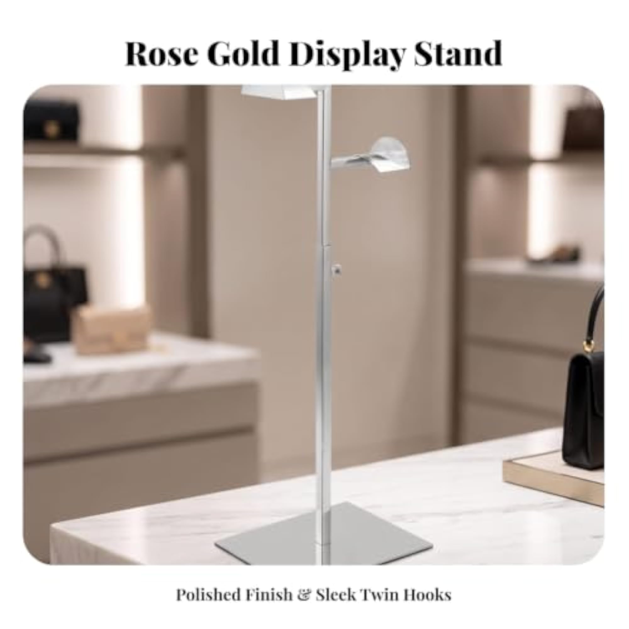 Double-Hook Handbag Display Stand, Adjustable