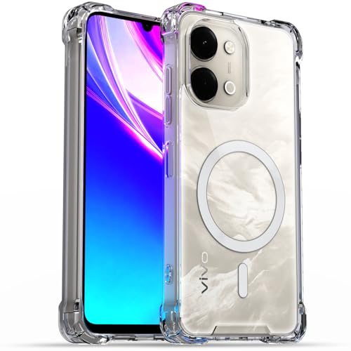 Image of Pikkme Back Cover for Vivo Y11 5G Mag-Safe Shockproof PC + TPU Protective Case Magnetic Support Bumper Case (Transparent Mag-Safe)
