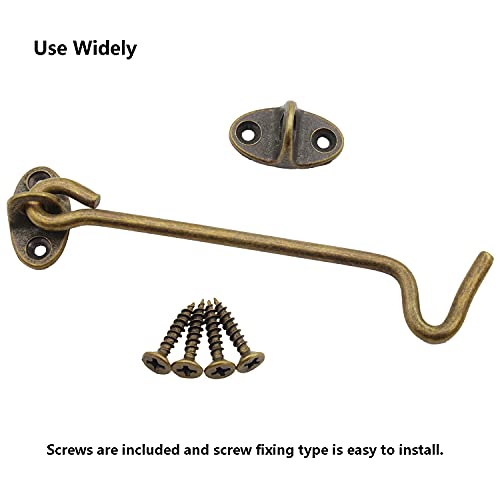 2 Pack Barn Door Latch,Ttzeze 3''Barn Door Lock,Heavy Duty Solid Thicken Copper Gate Latch Lock,Add More Security And Privacy.cabin Hook And Eye Latch Best (Antique Brass) #TOP4