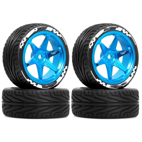 RC�X�y�A�p�[�c For Tamiya For TT01 For TT02 For TT02B TA06 XV01 XV02 PTG-2 1/10 4�� ���^�� TE37 �z�C�[������ �^�C�� 12mm �Z�p RC ���[�V���O�J�[�p�[�c�p(Blue)
