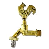 Sanifri 470010210 Auslaufventil mit Gockeloberteil, Messing poliert, mit Schlauchverschraubung 1/2"