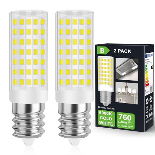 DSLebeen E14 LED Kaltweiß Glühbirne 4.1W Entspricht 55W Glühlampe 760LM Birne Dunstabzugshaube Nicht Dimmbar 230V AC Lampe Ideal für Tischlampen Unterschrankleuchten Nähmaschinelampe und Wandlampen