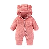 AiWMGL Newborn Baby Bear Outfit Suit With Fold-Over Mittens and Footies Girls Boys 18-24 Months Winter Fleece Clothes Suit Hooded Jumpsuit Romper Snowsuit