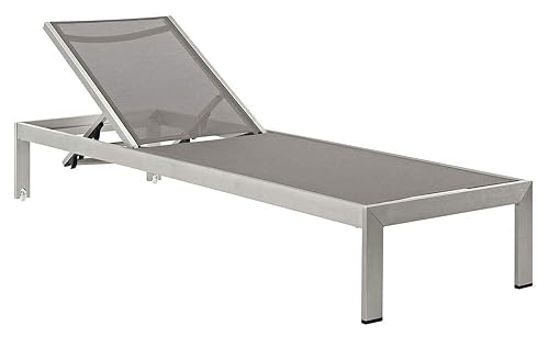 Modway Shore Aluminum Textilene® Mesh Outdoor Patio Two Poolside Chaise