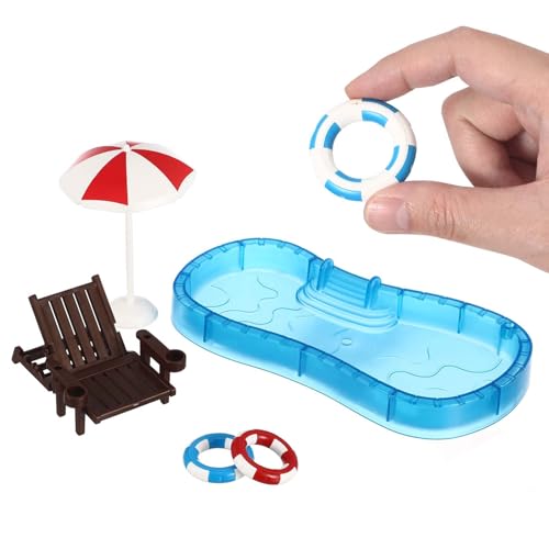 SOIMISS 1 Ensemble De Modèle De Piscine Miniature Fête Mini Maison Accessoire Mini Piscine Mini Piscine Mini Maison Piscine Accessoire Mini Scène D'Été Accessoire Échelle Gonflables