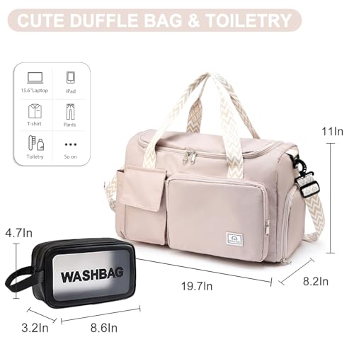 Image of Small Gym Bag for Women, Travel Duffle Bag Carry On Weekender Bag with Shoe Compartment