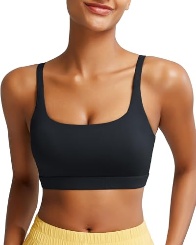 RUNNING GIRL Sports Bras for Women,Square Neck Sports Bra Medium Support Yoga Bra Workout Crop Top with Removable Cups