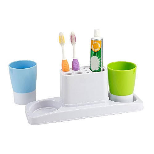Image of Eslite Bathroom Toothbrush Toothpaste Stand Organizer Plastic Storage Rack Set