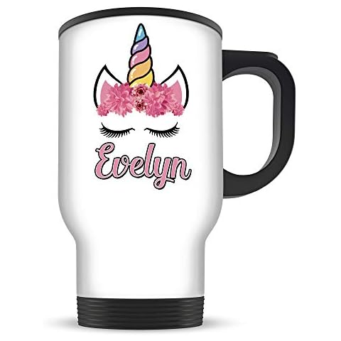 Personalised Floral Unicorn Travel Mug Cover