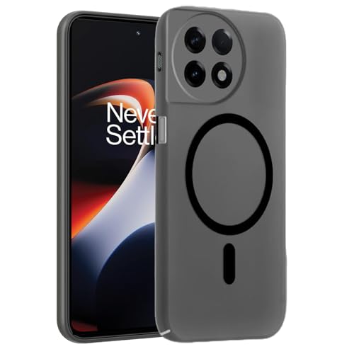 Image of SHINESTAR Back Cover for OnePlus 11R 5G | Frosted Semi-Transparent Slim Case - Black | Only Compatible with Wireless Magnetic Accessories | Hard Back, Matte Finish