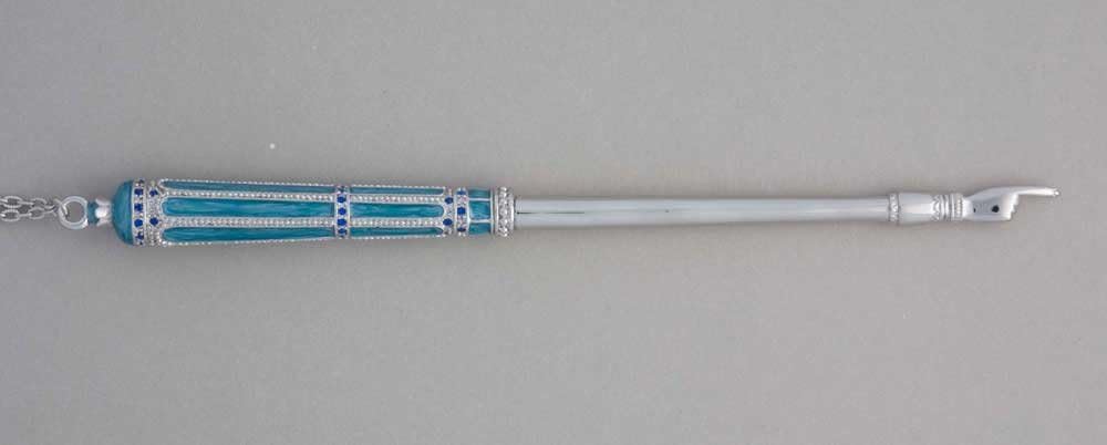 Enamel & Jeweled Yad (Torah Pointer) - Teal