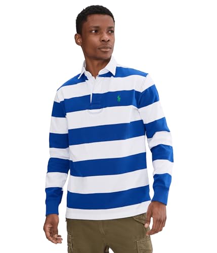Image of POLO RALPH LAUREN The Iconic Rugby Shirt, Pacific Royal/Classic Oxford White, Medium