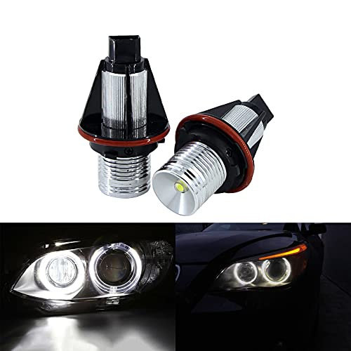Xinctai LED Angel Eyes Halo Ring Marker Light Bulb Headlight Compatible with BMW E39 E60 E61 E63 E64 E65 E66 E83 E53 E87 1 5 6 7 X3 X5 Series (White Light)